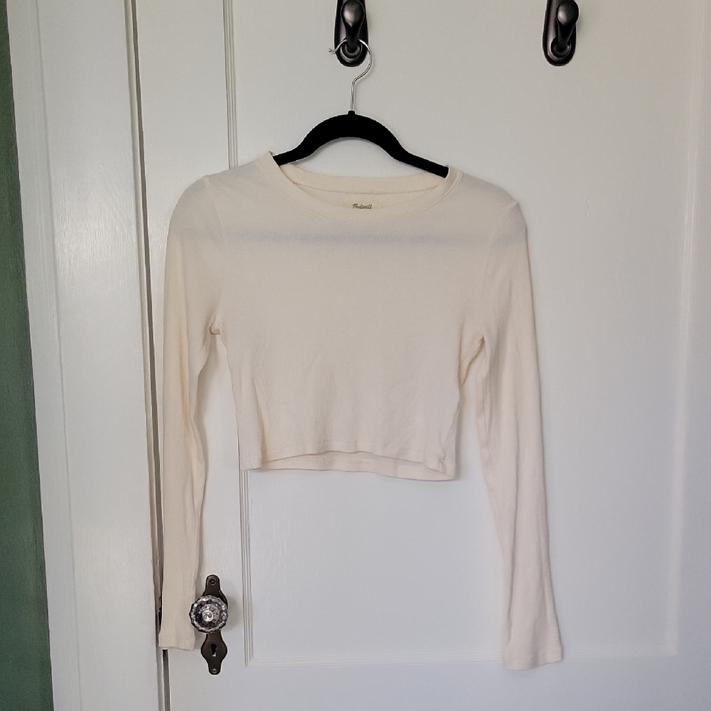 Madewell Cream Long Sleeve Crop Top - Size Small